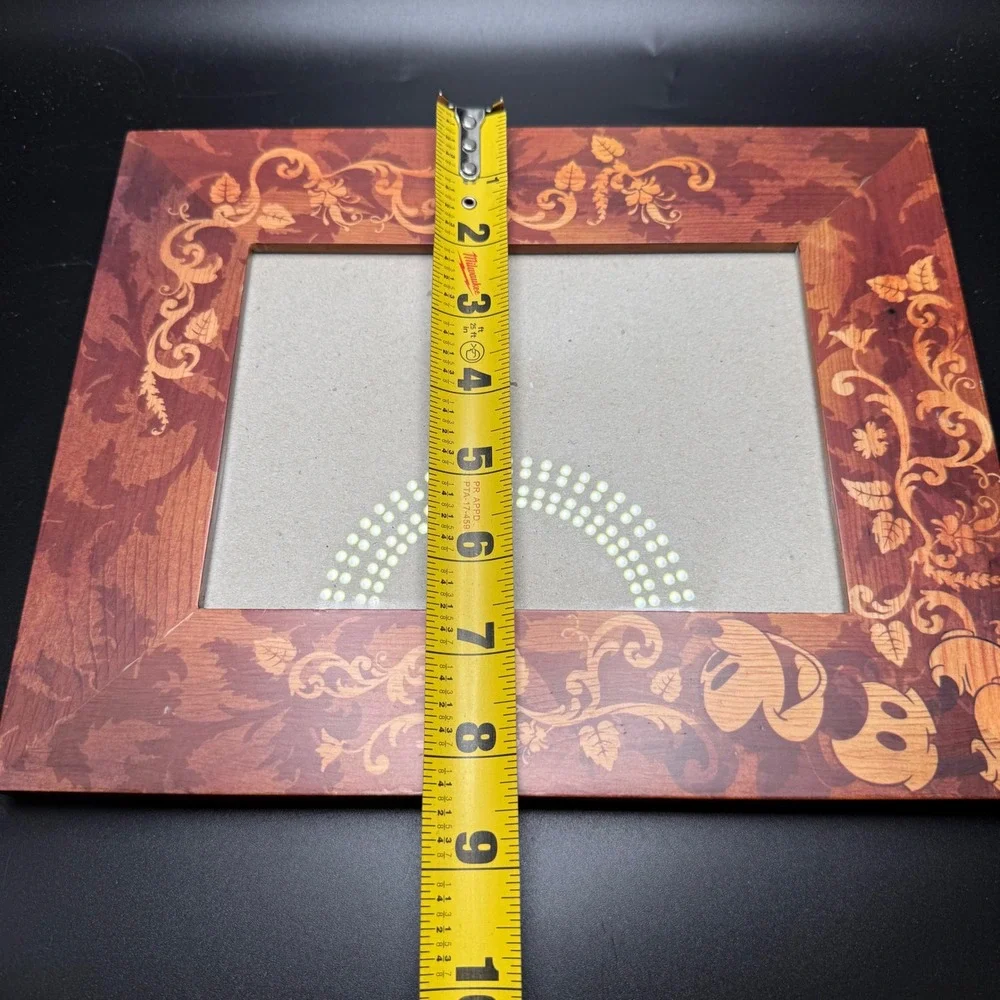 Disney Parks Mickey Mouse Wood Scroll Picture Frame 5x7 Brown